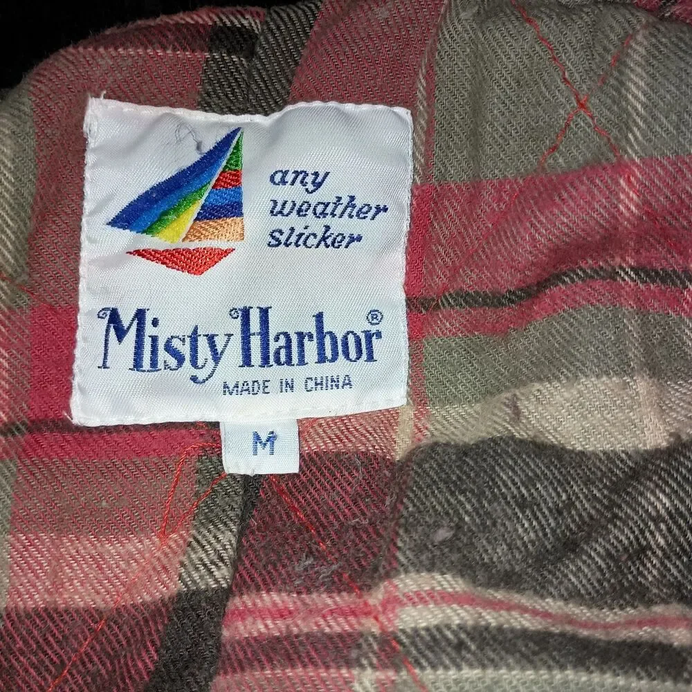 Vintage Misty Harbor Rain Jacket Trench Coat M Slicker Flannel Lining Trenchcoat